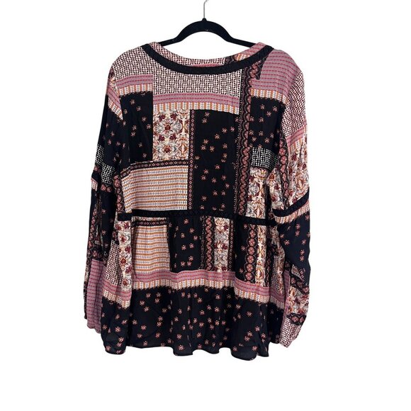 Gibson Top XL Orange Floral Patchwork Hippie Peasant Boho Western Floral Babydol - Picture 3 of 11